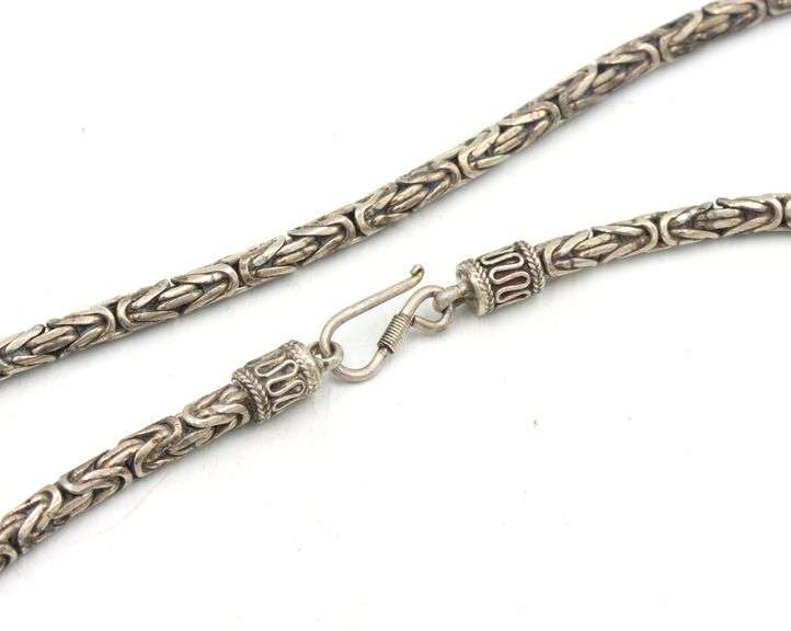 Vintage 925 sterling silver byzantine chain necklace