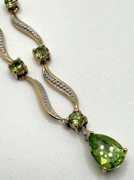 16" 14k gold Peridot and diamond necklace