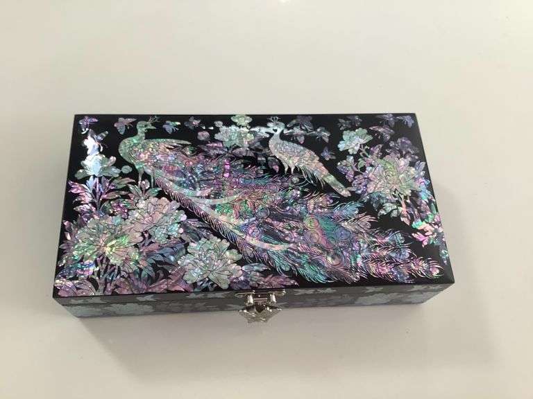 Mother of Pearl Jewelry Box Peacock Design