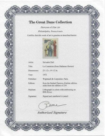 Special Salvador Dali Signed Horses Lithograph