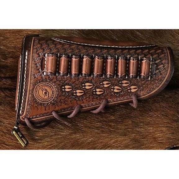 Leather Cheek Rest Buttstock Pouch with Ammo Holder