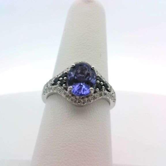 Tanzanite and Blue Sapphire with Diamond Ring