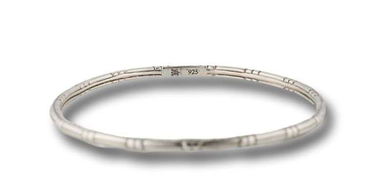 Trendy Sterling Silver John Hardy Bedeg Slim Bangle Bracelet