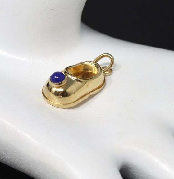 18kt Yellow Gold Lapis Baby Shoe