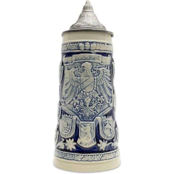 Oktoberfesthaus German Coat of Arms Ceramic Tankard with Lid