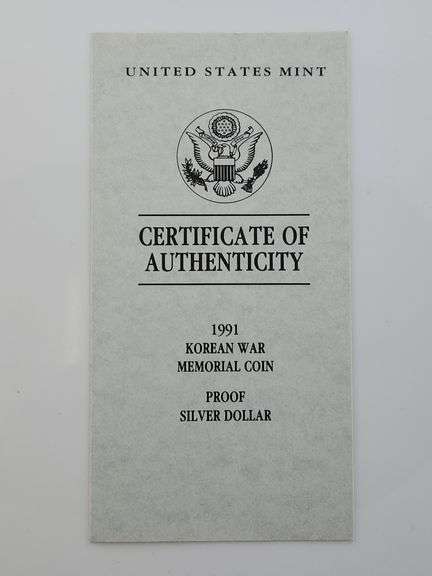 1991-P $1 Korean War Memorial PR DCAM