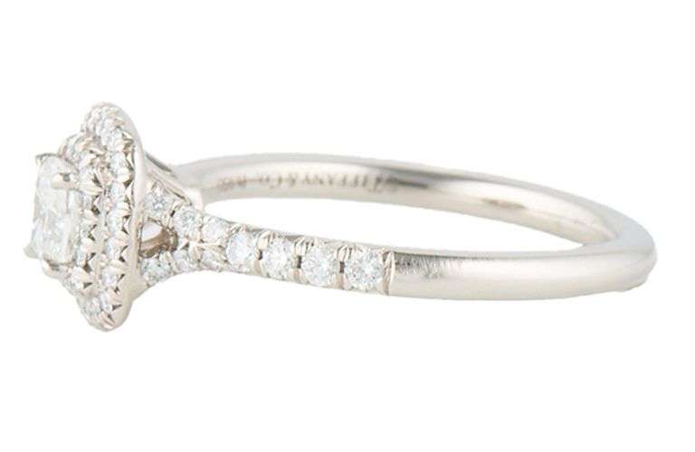 Tiffany & Co. 0.66ctw Cushion Diamond Soleste Double Frame Engagement Ring in Platinum