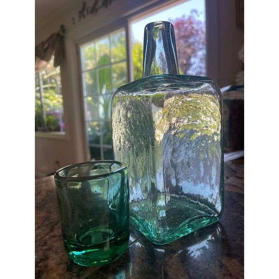 Hand-Blown Water Carafe and Drinking Glass Set