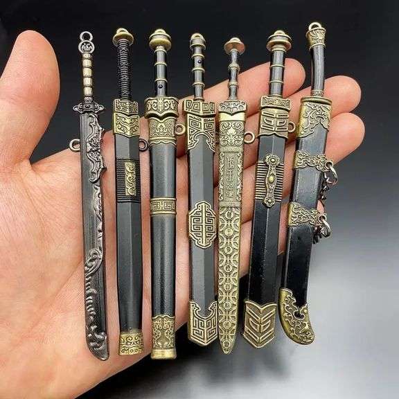 Lot of 7 Miniature Ancient Swords with Sheaths
