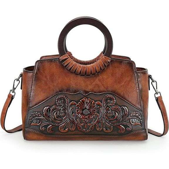 Leather Crossbody Embossed Satchel Handbag