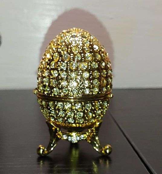 Jewelry Egg with Rhinestones Trinket Box