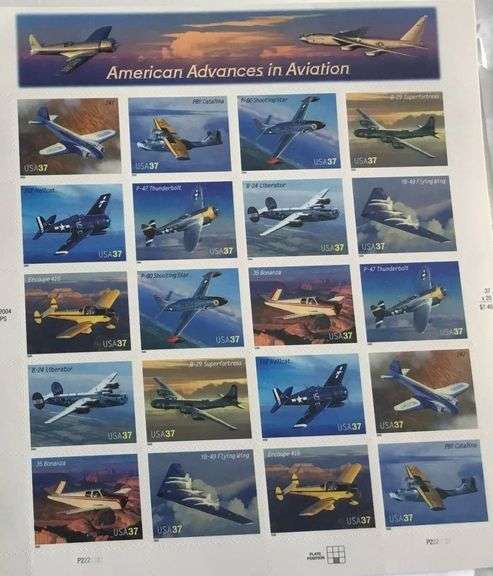 20 Stamps American Aviation Collectible Stamp Sheet