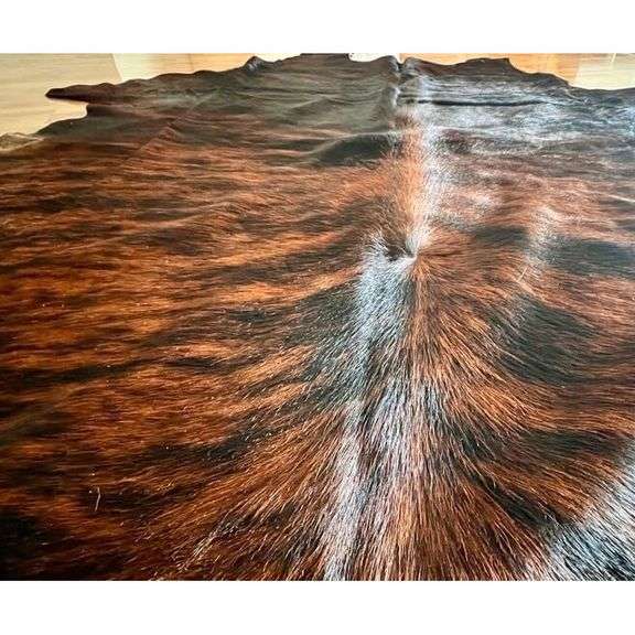Genuine Brindle Red Brown Black Cowhide Rug