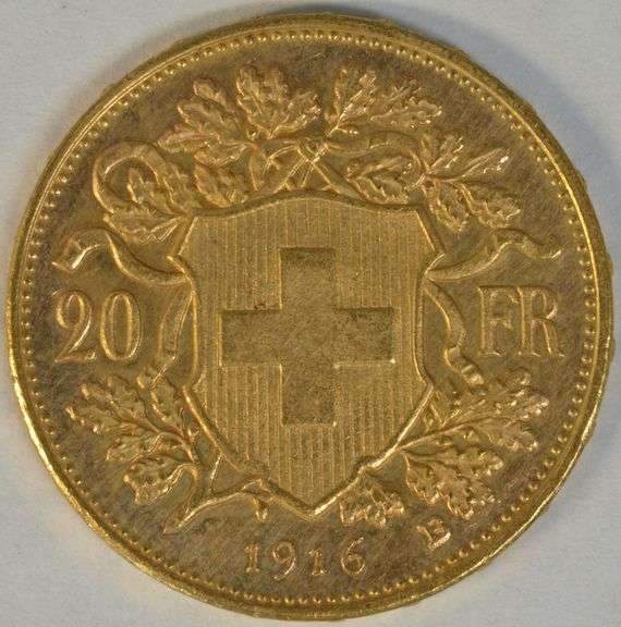 Choice BU 1916 Swiss 20 Francs Gold Piece