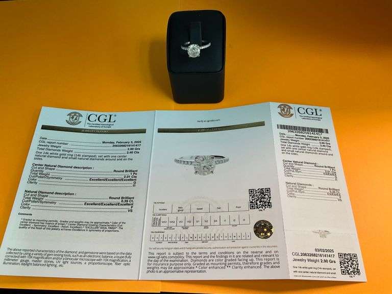 CERTIFIED BRAND NEW 14K WHITE GOLD DIAMOND ENGAGEMENT RING 2.40 CARATS