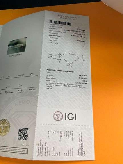 IGI CERTIFIED LOOSE DIAMOND 3.03 CARAT CUSHION CUT E-VS1