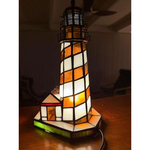 Stained Glass Lighthouse Accent Lamp