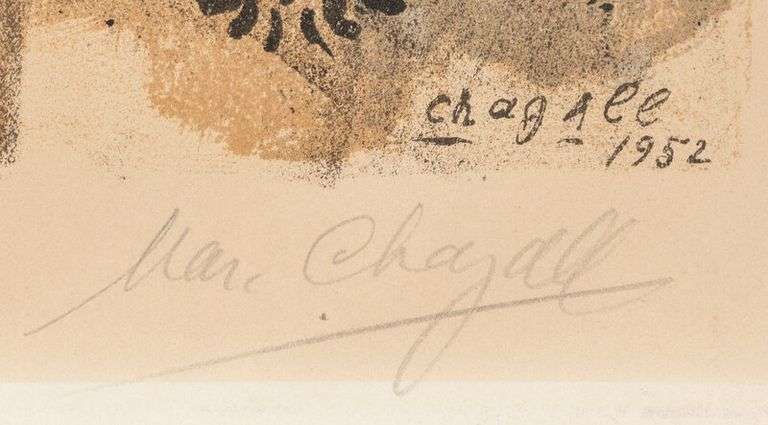 Rare Marc Chagall Lithograph Signed In Pencil 1952