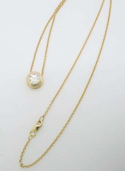 Classic Bezel Set Diamond Slide Pendant Necklace