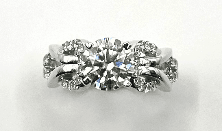 14 Kt White Gold Plated Sparkling 3.15 Ct White Ice Blue Simulated Diamond Ring