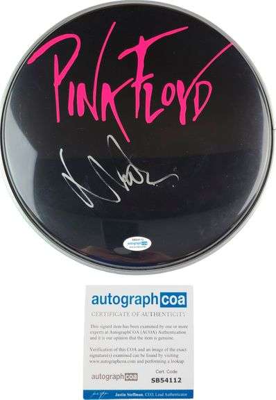 Pink Floyd Nick Mason Autographed Custom Framed Drum Head Drumhead Display ACOA