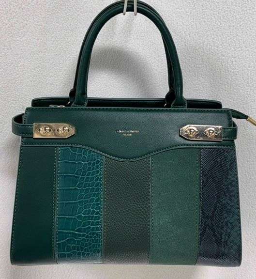 Stylish Multi Textured Green Color Designer Bag By David Jones-Paris