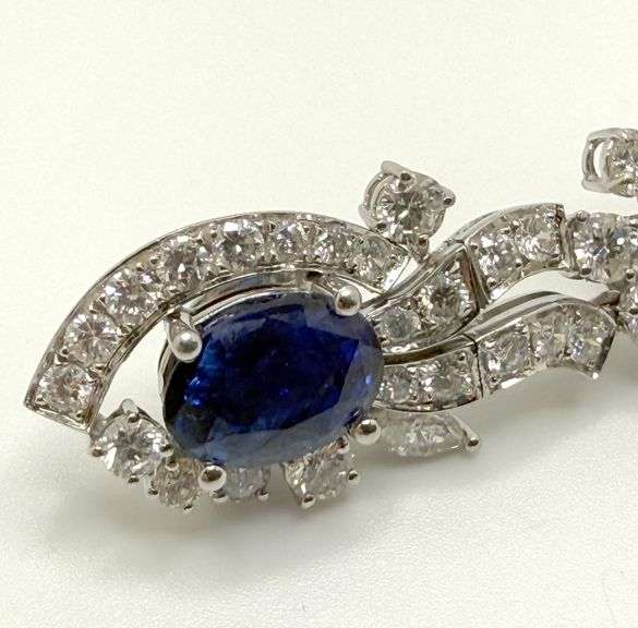 investment quality natural Sapphire and diamonds earrings, 2 inch tall and very large