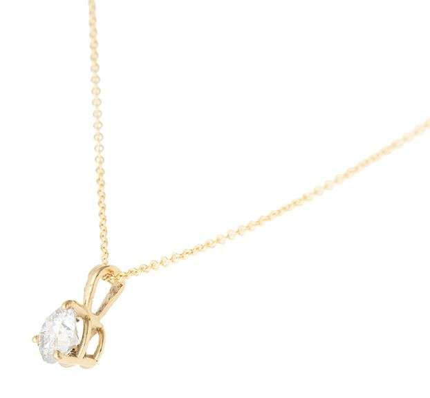 0.66ct Round Diamond Solitaire Pendant Necklace in 14K