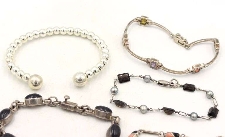 Group lot of 5 Vintage 925 sterling silver bracelets