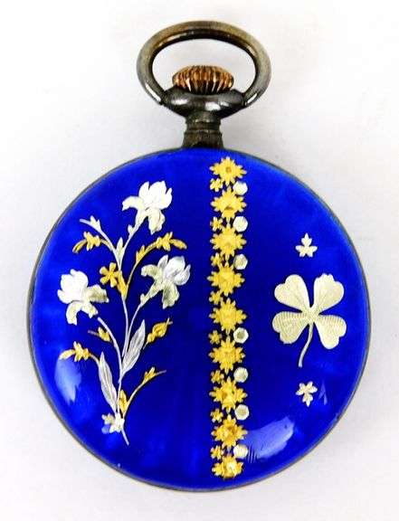 Antique Enamel Ladies Pocket Watch, Runs