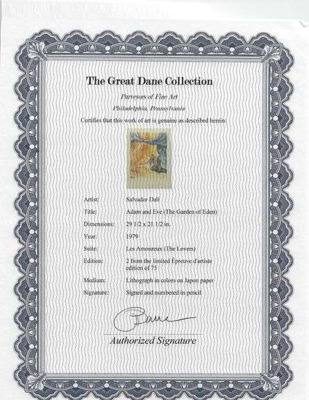 Highly Collectible Salvador Dali Signed Lithograph on Special Japon paper