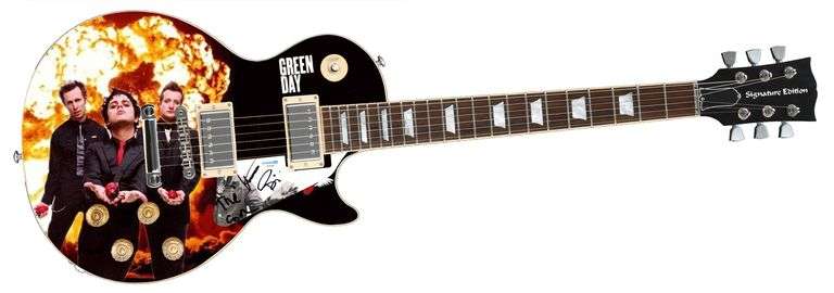 Green Day Signed "Punk Pyrotechnics" 1/1 Signature Edition Graphics Guitar ACOA