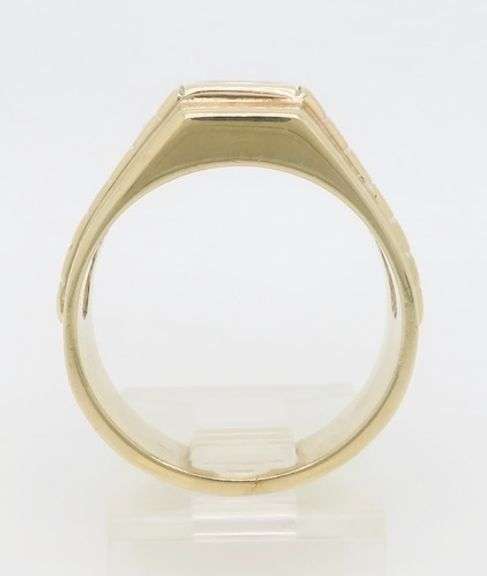 Men's Bezel Set Diamond Ring in 14k Yellow Gold
