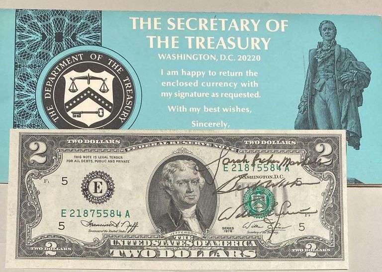 William E Simon Signature $2 1976 Series FR Choice Unc Note