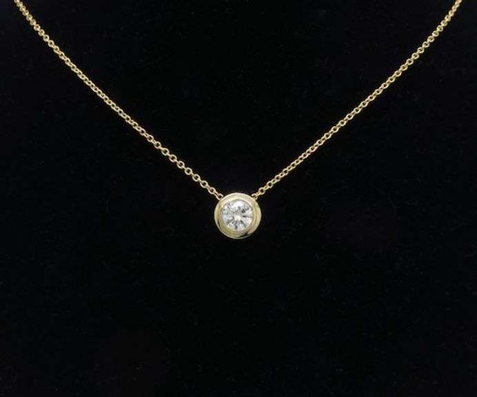 Classic Bezel Set Diamond Slide Pendant Necklace