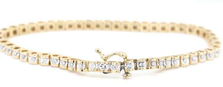 14kt Yellow gold 0.75ctw diamond tennis bracelet