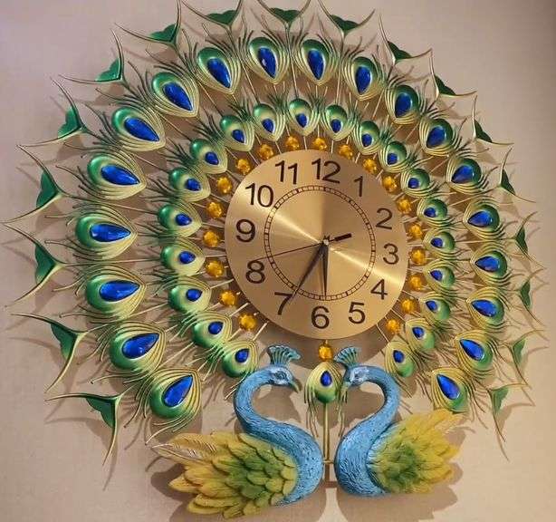 Large 28-Inch Peacock Wall Clock