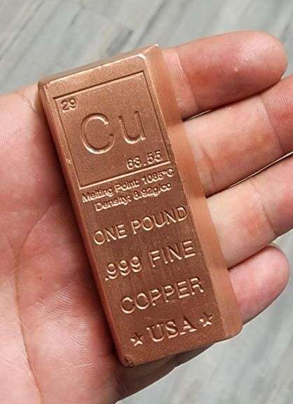 1 Pound .999 Pure Copper Bar Ingot