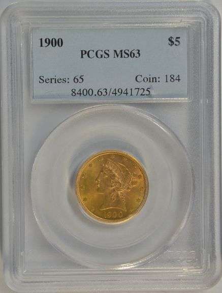 Gorgeous Choice BU 1900 US $5 Liberty Gold Piece. PCGS MS63