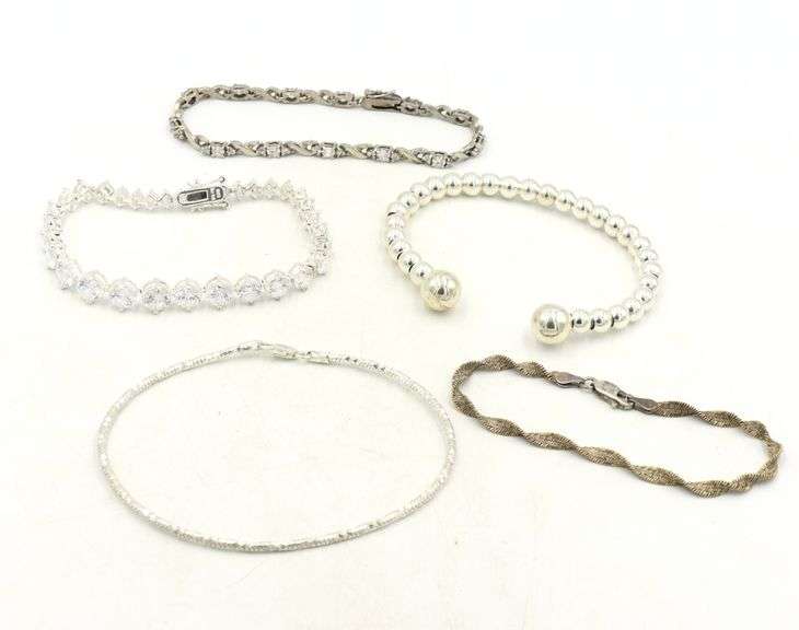 Group lot of 5 vintage 925 sterling silver bracelets