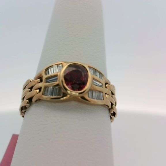 Ruby and  Baguette Diamond Ring