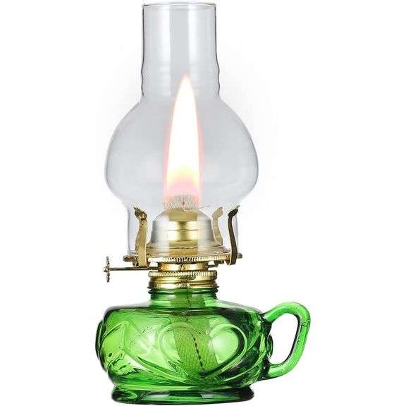 Green Kerosene Lamp with Handle