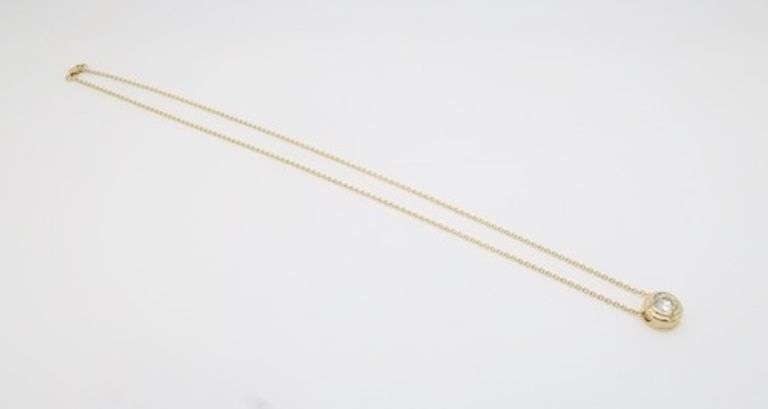 Classic Bezel Set Diamond Slide Pendant Necklace