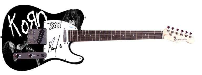 KoRn Munky Autographed 1/1 Custom Graphics Guitar w Logo Sketch ACOA