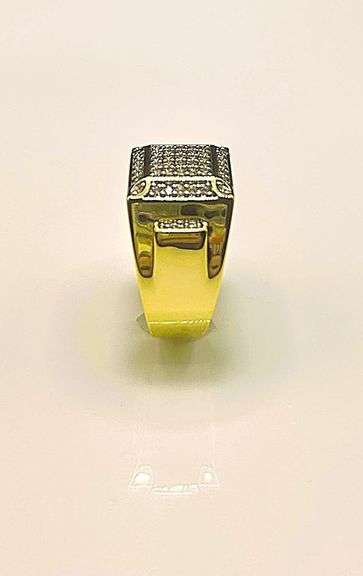 Mens Strong 14 Kt Gold Plated Lab Simulated Diamond Ring