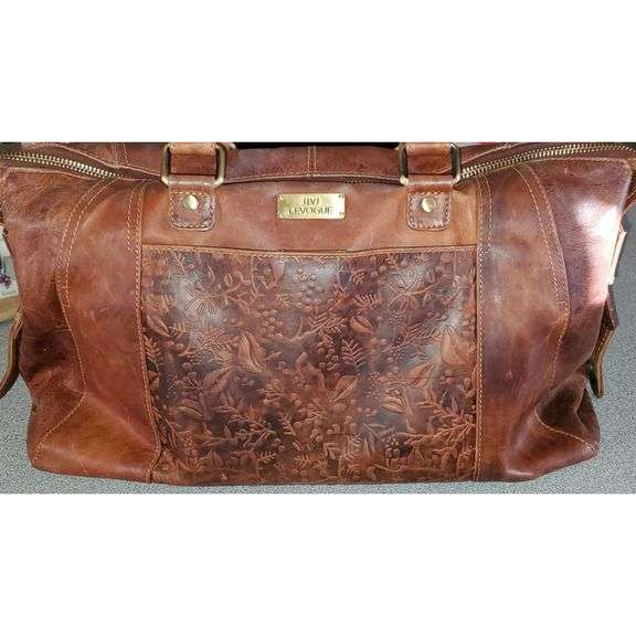 Genuine Leather Embossed Shoulder Handbag