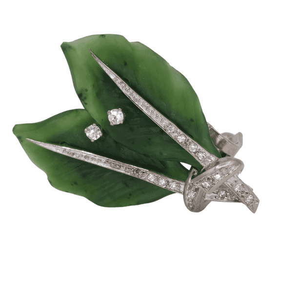 Gia Certified Vintage Jade Platinum 900 Earrings
