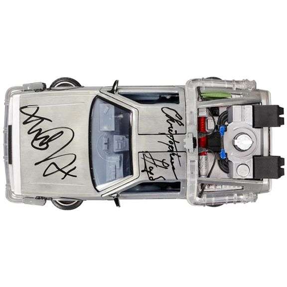 Michael J. Fox Christopher Lloyd Signed Back to the Future 1:24 DeLorean Car