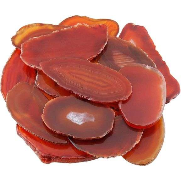 Set of 10 Natural Red Agate Geode Crystals