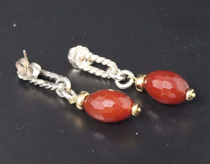 Trendy David Yurman Carnelian Figaro Bijoux Dangle Earrings